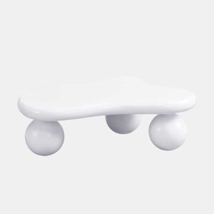 Mesa de centro nube - Design com pernas redondas, estilo moderno com iluminação LED - Branco
