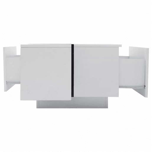 Mesa de centro quadrada 100x60x40 cm - Mesa de sala com quatro gavetas, tampo deslizante, até 30 kg - Branco