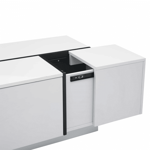 Mesa de centro quadrada 100x60x40 cm - Mesa de sala com quatro gavetas, tampo deslizante, até 30 kg - Branco