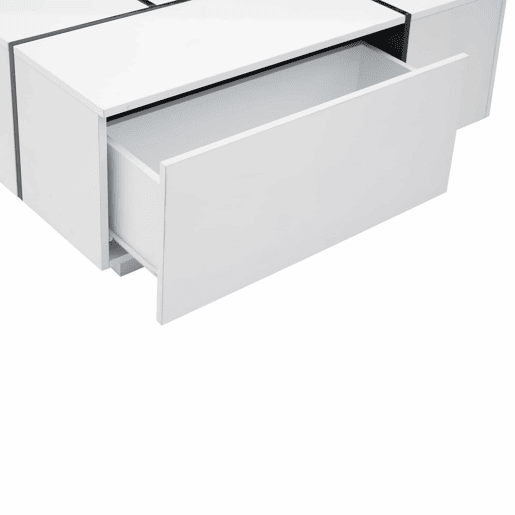 Mesa de centro quadrada 100x60x40 cm - Mesa de sala com quatro gavetas, tampo deslizante, até 30 kg - Branco