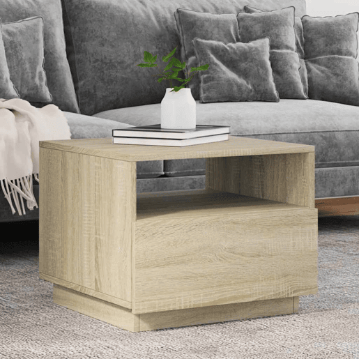 Mesa de Centro, Mesa baixa, com luzes LED 50x49x40 cm carvalho sonoma