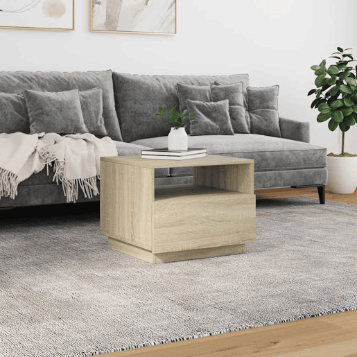 Mesa de Centro, Mesa baixa, com luzes LED 50x49x40 cm carvalho sonoma