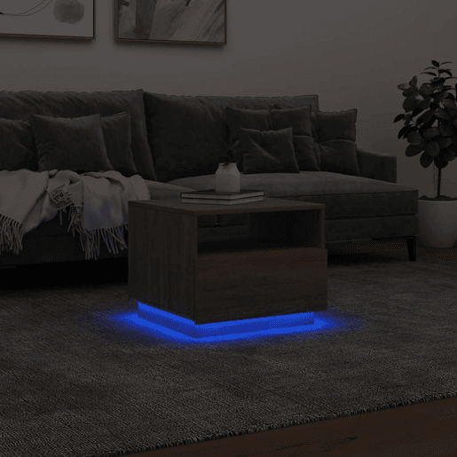 Mesa de Centro, Mesa baixa, com luzes LED 50x49x40 cm carvalho sonoma