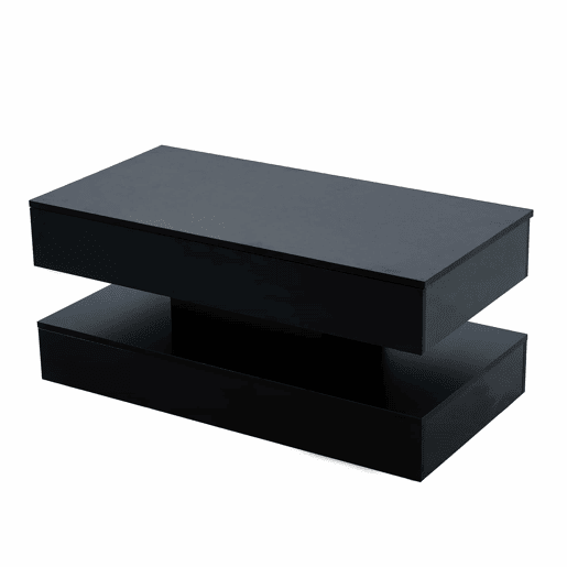 Mesa de centro moderna 100x50x42 cm - com iluminação LED, arrumação oculta e elevação hidráulica, carga máxima 50 kg - Preto Mesa de centro moderna 100x50x42 cm - com iluminação LED, arrumação oculta e elevação hidráulica, carga máxima 50 kg - Preto