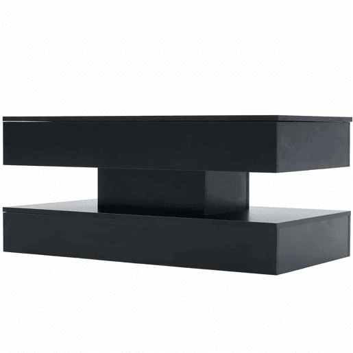 Mesa de centro moderna 100x50x42 cm - com iluminação LED, arrumação oculta e elevação hidráulica, carga máxima 50 kg - Preto Mesa de centro moderna 100x50x42 cm - com iluminação LED, arrumação oculta e elevação hidráulica, carga máxima 50 kg - Preto