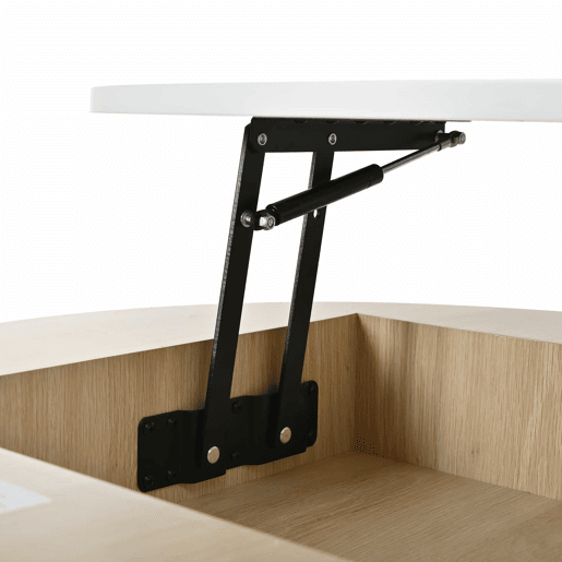 Conjunto de 2 mesas de encaixe - com 2 gavetas - em MDF - Natural e Branco - Conjunto de 2 mesas de encaixe - com 2 gavetas - em MDF - Natural e Branco