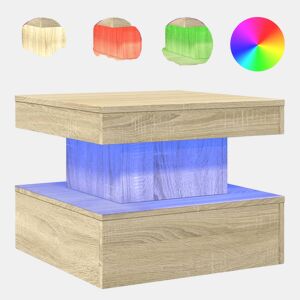 Mesa de Centro, Mesa baixa, com luzes LED 50x50x40 cm carvalho sonoma