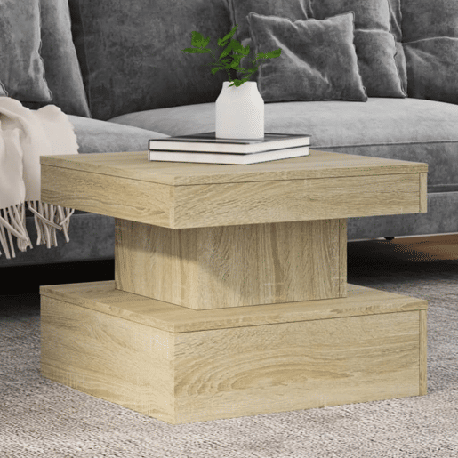 Mesa de Centro, Mesa baixa, com luzes LED 50x50x40 cm carvalho sonoma