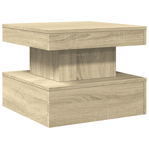 Mesa de Centro, Mesa baixa, com luzes LED 50x50x40 cm carvalho sonoma