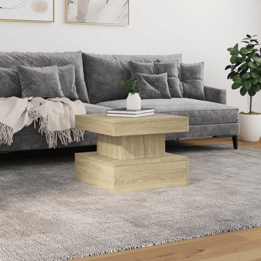 Mesa de Centro, Mesa baixa, com luzes LED 50x50x40 cm carvalho sonoma