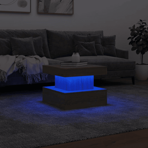 Mesa de Centro, Mesa baixa, com luzes LED 50x50x40 cm carvalho sonoma