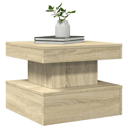 Mesa de Centro, Mesa baixa, com luzes LED 50x50x40 cm carvalho sonoma