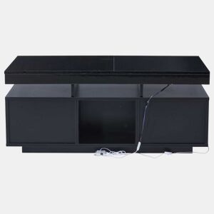 Mesa de centro 100x50x43 cm - Com luzes LED controláveis por aplicação, mesa com armazenamento e portas de carregamento - Preto