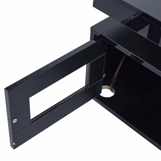 Mesa de centro 100x50x43 cm - Com luzes LED controláveis por aplicação, mesa com armazenamento e portas de carregamento - Preto