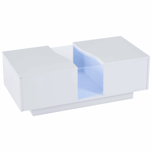 Mesa de café moderna LED - 100 x 50 x 35 cm - Mesa auxiliar branca com luz LED e painel acrílico - Branco Mesa de café moderna LED - 100 x 50 x 35 cm - Mesa auxiliar branca com luz LED e painel acrílico - Branco