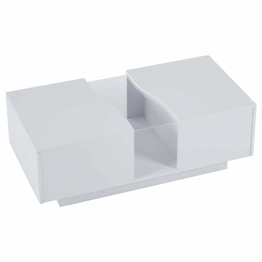 Mesa de café moderna LED - 100 x 50 x 35 cm - Mesa auxiliar branca com luz LED e painel acrílico - Branco Mesa de café moderna LED - 100 x 50 x 35 cm - Mesa auxiliar branca com luz LED e painel acrílico - Branco