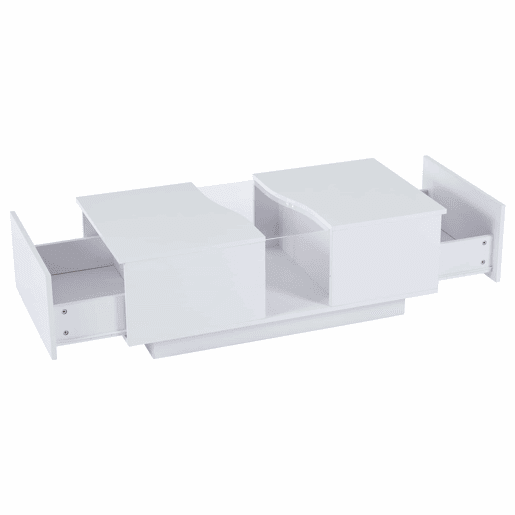 Mesa de café moderna LED - 100 x 50 x 35 cm - Mesa auxiliar branca com luz LED e painel acrílico - Branco Mesa de café moderna LED - 100 x 50 x 35 cm - Mesa auxiliar branca com luz LED e painel acrílico - Branco