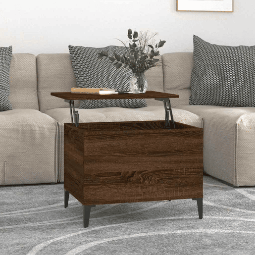 Mesa de Centro, Mesa baixa, 60x44,5x45 cm derivados madeira carvalho castanho