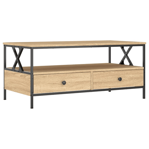Mesa de Centro, Mesa baixa, 100x51x45 cm derivados madeira carvalho sonoma