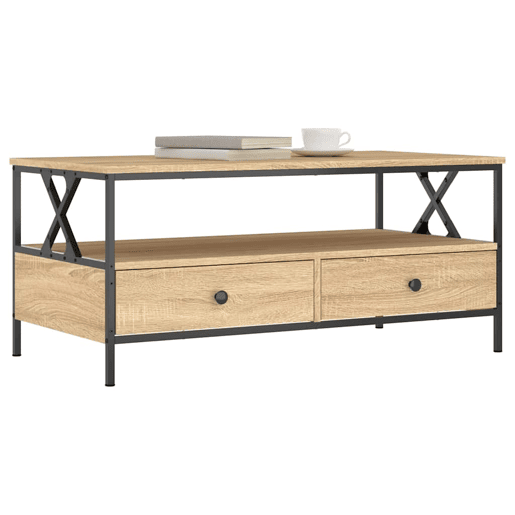 Mesa de Centro, Mesa baixa, 100x51x45 cm derivados madeira carvalho sonoma