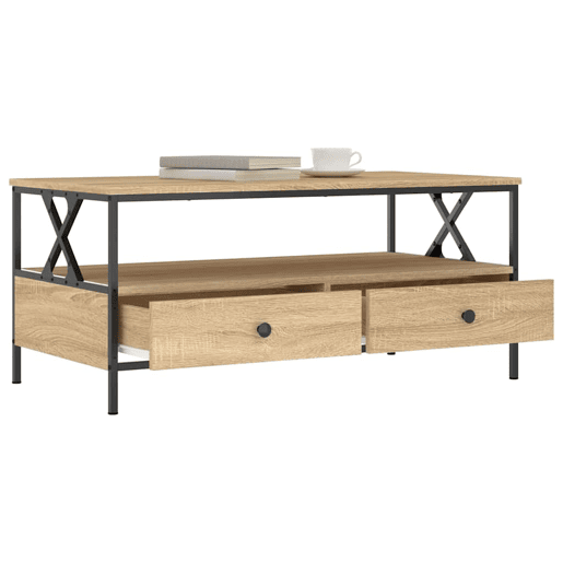 Mesa de Centro, Mesa baixa, 100x51x45 cm derivados madeira carvalho sonoma