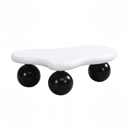 Mesa de centro nuvem - Design de nuvens com iluminação LED, pernas redondas, estilo moderno - Preto+Branco