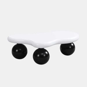 Mesa de centro nuvem - Design de nuvens com iluminação LED, pernas redondas, estilo moderno - Preto+Branco