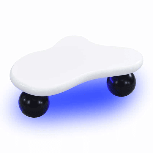 Mesa de centro nuvem - Design de nuvens com iluminação LED, pernas redondas, estilo moderno - Preto+Branco