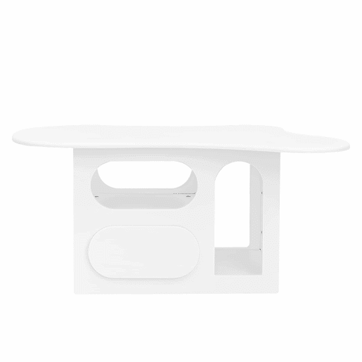 Mesa de centro 97x45x43,5 cm - Mesa de centro com gavetas, design em forma de nuvem, com prateleiras abertas - Branco
