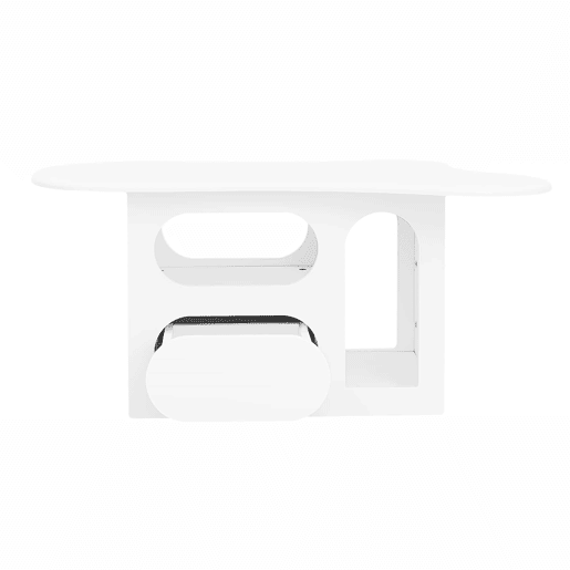 Mesa de centro 97x45x43,5 cm - Mesa de centro com gavetas, design em forma de nuvem, com prateleiras abertas - Branco