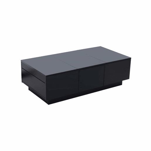 Mesa de centro 100x50 cm - moderna com gavetas e compartimento deslizante - preto brilhante Mesa de centro 100x50 cm - moderna com gavetas e compartimento deslizante - preto brilhante