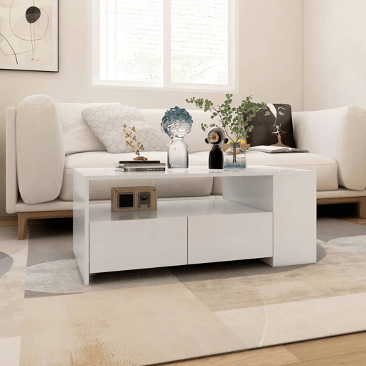 Mesa de Centro, Mesa baixa, 102x55x42 cm derivados de madeira branco