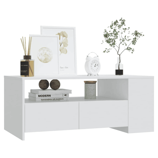 Mesa de Centro, Mesa baixa, 102x55x42 cm derivados de madeira branco