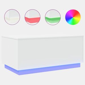 Mesa de Centro, Mesa baixa, com luzes LED 90x50x40 cm branco