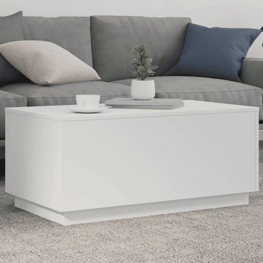 Mesa de Centro, Mesa baixa, com luzes LED 90x50x40 cm branco