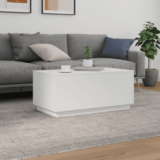 Mesa de Centro, Mesa baixa, com luzes LED 90x50x40 cm branco