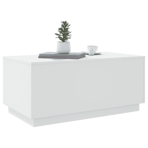 Mesa de Centro, Mesa baixa, com luzes LED 90x50x40 cm branco