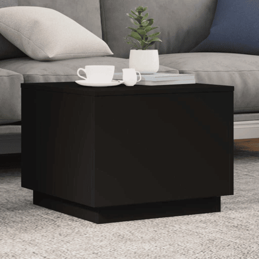 Mesa de Centro, Mesa baixa, com luzes LED 50x50x40 cm preto