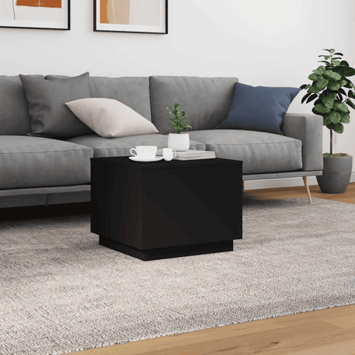 Mesa de Centro, Mesa baixa, com luzes LED 50x50x40 cm preto