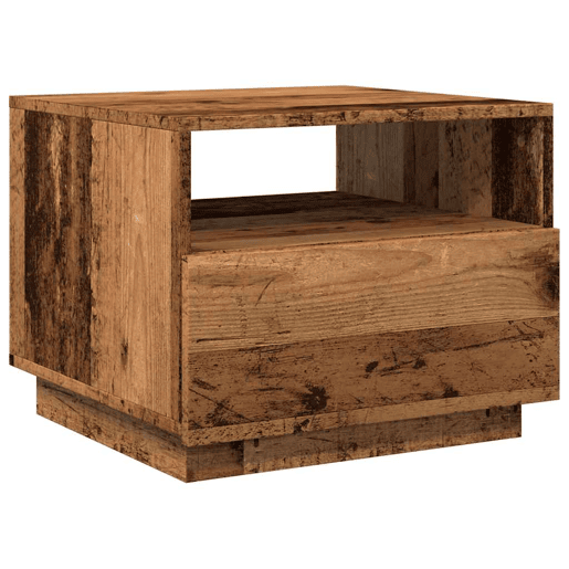 Mesa de Centro, Mesa baixa, com luzes LED 50x49x40 cm madeira velha