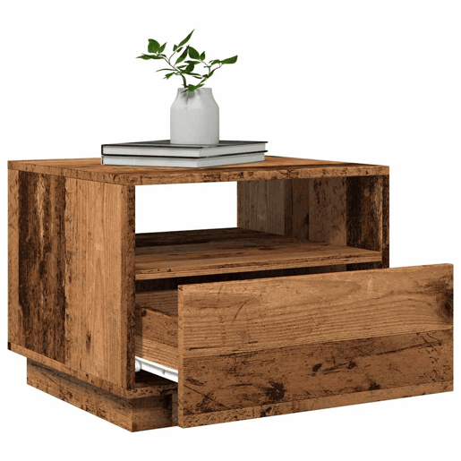 Mesa de Centro, Mesa baixa, com luzes LED 50x49x40 cm madeira velha