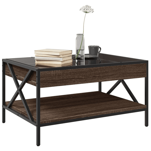 Mesa de Centro, Mesa baixa, luzes LED Infinity 70x50x38 cm carvalho castanho
