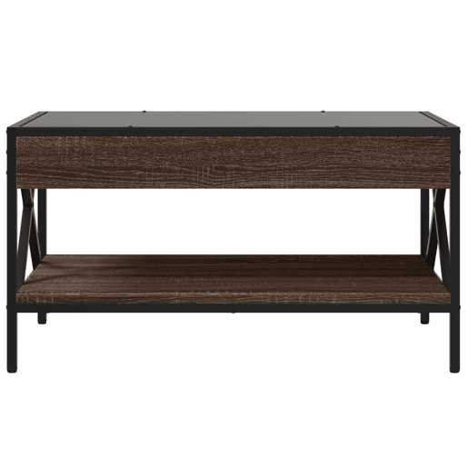 Mesa de Centro, Mesa baixa, luzes LED Infinity 70x50x38 cm carvalho castanho
