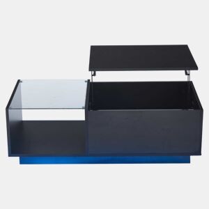 Mesa de café elevável 50x100x(33-46,5) cm - Mesa de sala com arrumação oculta, design de alto brilho, com LED