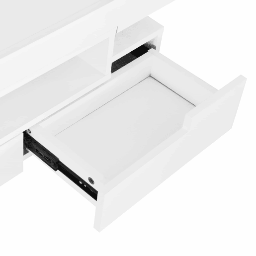 Mesa de centro com LED - acabamento brilhante - 4 gavetas à frente e atrás - Branco