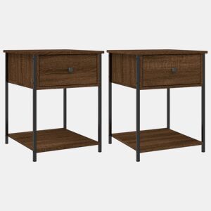 Soluna Home - Mesas de cabeceira Madeira trabalhada e ferro 2 piezas 44 x 45 x 58 cm
