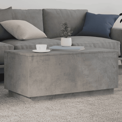 Mesa de Centro, Mesa baixa, com luzes LED 90x50x40 cm cinzento cimento