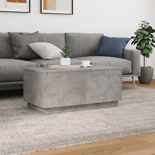 Mesa de Centro, Mesa baixa, com luzes LED 90x50x40 cm cinzento cimento