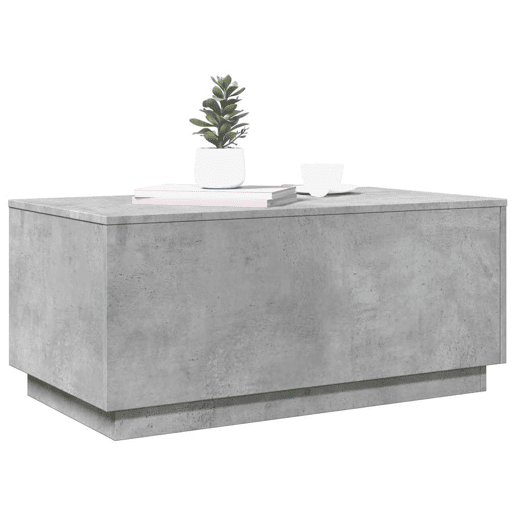 Mesa de Centro, Mesa baixa, com luzes LED 90x50x40 cm cinzento cimento