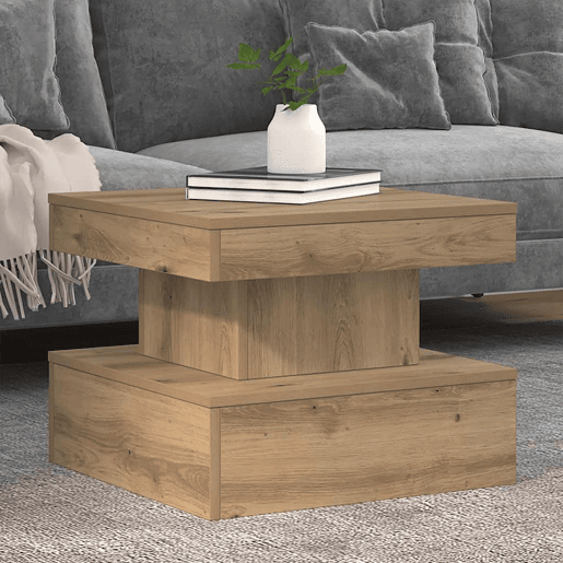 Mesa de Centro, Mesa baixa, com luzes LED 50x50x40 cm carvalho artisiano